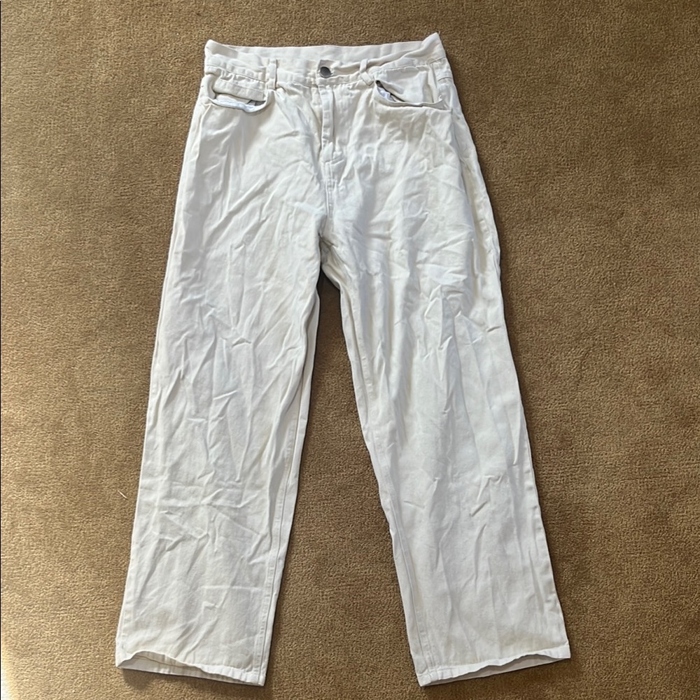 White Straight-Leg Pants